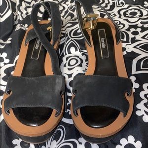 Kensie Black and Brown Suede Platforms
